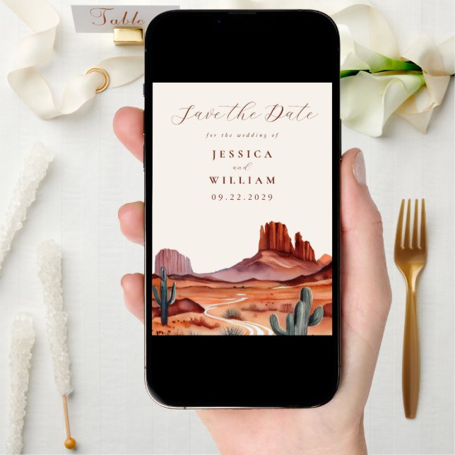 Boho Watercolor Desert Wedding Save The Date (Front Digital)