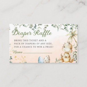 Boho Watercolor Dinosaur Greenery diaper raffle Enclosure Card