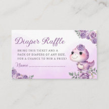 Boho Watercolor Dinosaur purple girl diaper raffle