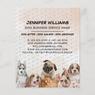 Boho Watercolor Dog Walker Dog Sitting Business Flyer