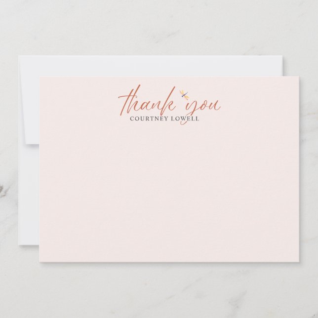 Boho Watercolor Dragonfly Shower THANK YOU  Note Card (Front)