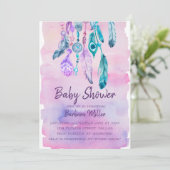 Boho Watercolor Dreamcatcher baby shower Invitation (Standing Front)