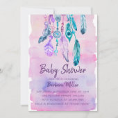 Boho Watercolor Dreamcatcher baby shower Invitation (Front)