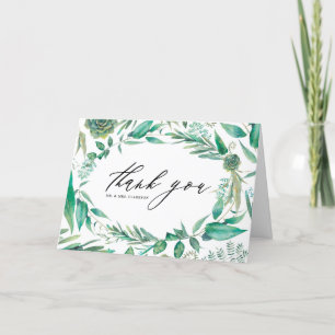 Boho Watercolor Eucalyptus and Succulents Frame Thank You Card