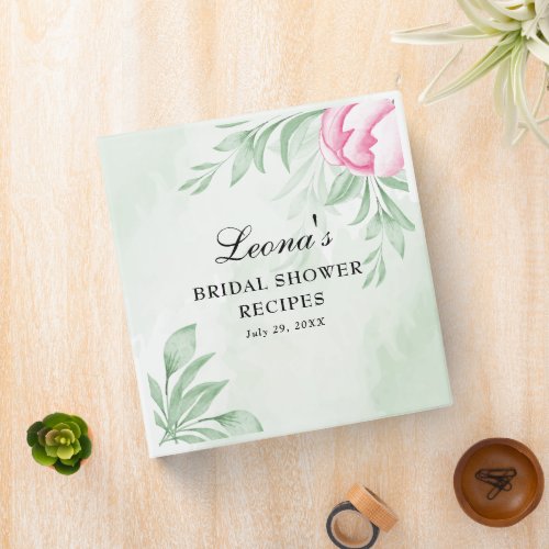 Boho Watercolor Eucalyptus Bridal Shower Recipe 3 Ring Binder