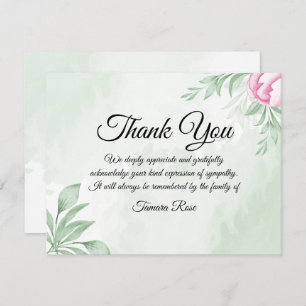 Boho Watercolor Eucalyptus Funeral Thank You Note