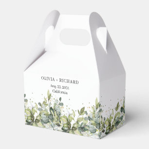 Boho watercolor eucalyptus gold Wedding favor box