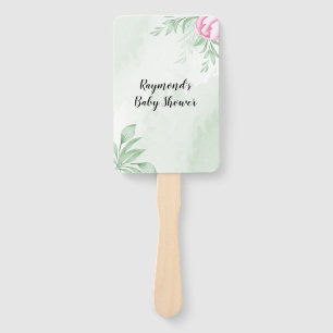 Boho Watercolor Eucalyptus Greenery baby Shower Hand Fan