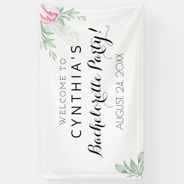 Boho Watercolor Eucalyptus Greenery Bachelorette Banner (Vertical)