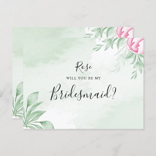 Boho Watercolor Eucalyptus Greenery Bridesmaid  Invitation Postcard