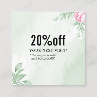 Boho Watercolor Eucalyptus Greenery Discount Card
