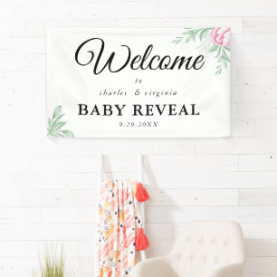 Boho Watercolor Eucalyptus Greenery Gender Reveal Banner