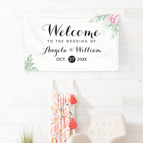 Boho Watercolor Eucalyptus Greenery Wedding Banner