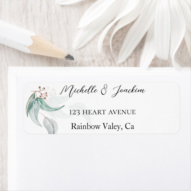 Boho Watercolor Eucalyptus Illustration Label (Insitu)