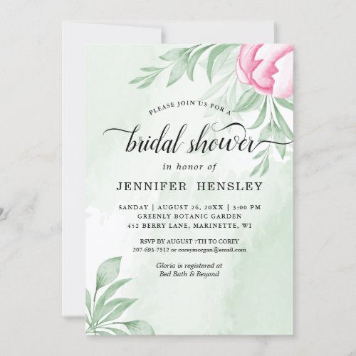 Boho Watercolor Eucalyptus Leaves Bridal Shower Invitation