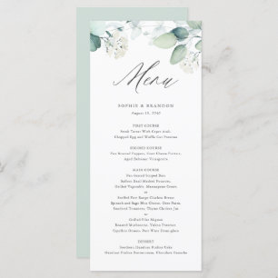 Boho Watercolor Eucalyptus Leaves Greenery Wedding Menu