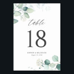 Boho Watercolor Eucalyptus Leaves Greenery Wedding Table Number<br><div class="desc">Add whimsical greenery accent to your event's tablescape with these customizable table number cards. It features watercolor illustration of eucalyptus leaves and blossoms. Personalize these greenery table numbers by adding your names and date. These watercolor eucalyptus table numbers cards are perfect for weddings, bridal showers, baby showers and other events....</div>