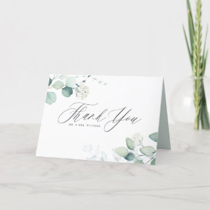 Boho Watercolor Eucalyptus Leaves Greenery Wedding Thank You Card