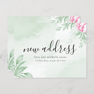 Boho Watercolor Eucalyptus New Address Moving Announcement Postcard