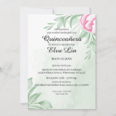 Boho Watercolor Eucalyptus Quinceanera Save The Date (Front)