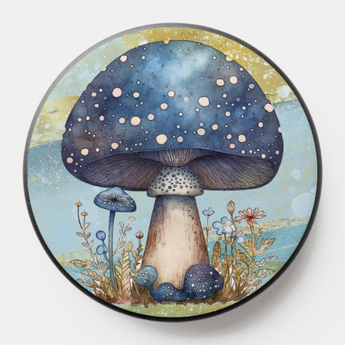 Boho watercolor fantasy mushroom purple blue PopSocket