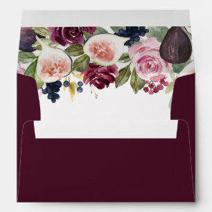 Boho Watercolor Figs and Fall Floral Garland Envelope