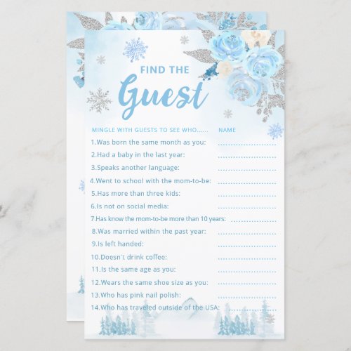 Boho Watercolor Find the Guest Baby Shower Game   