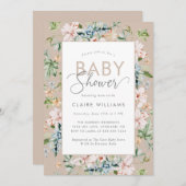 Boho Watercolor Floral Baby Shower Invitation (Front/Back)