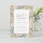 Boho Watercolor Floral Baby Shower Invitation (Standing Front)