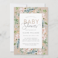 Boho Watercolor Floral Baby Shower Invitation