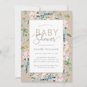 Boho Watercolor Floral Baby Shower Invitation
