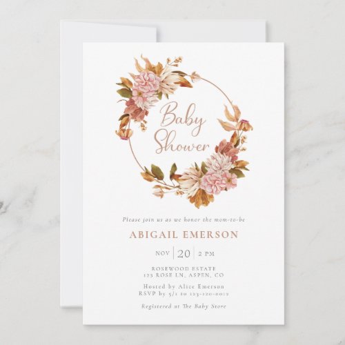 Boho Watercolor Floral Baby Shower Invitation