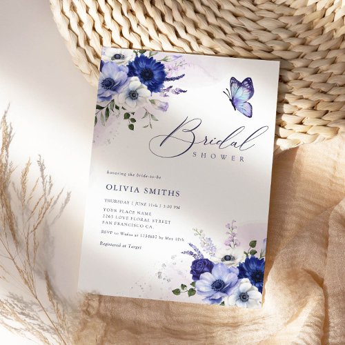 Boho Watercolor Floral Butterfly Bridal Shower     Invitation