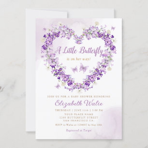 Boho Watercolor Floral Butterfly Girl Baby Shower Invitation