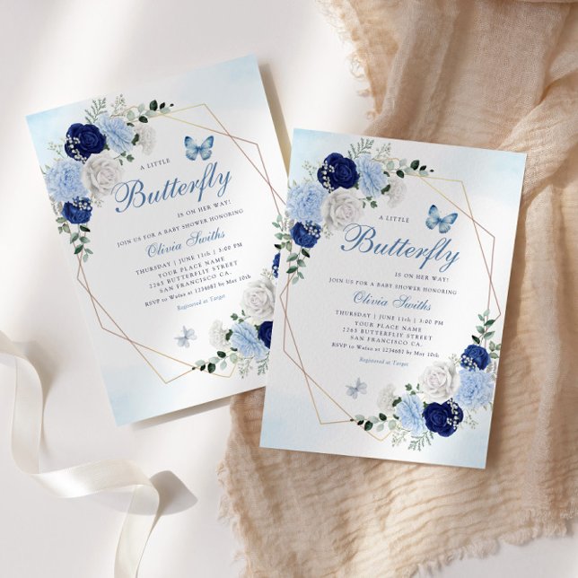 Boho Watercolor Floral Butterfly Girl Baby Shower Invitation (Creator Uploaded)