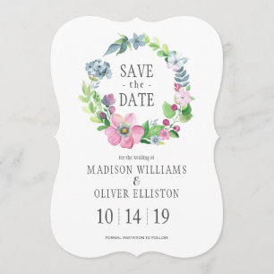 Boho Watercolor Floral & Butterfly   Save the Date