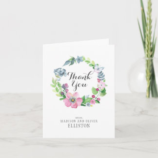 Boho Watercolor Floral & Butterfly | Thank You Card