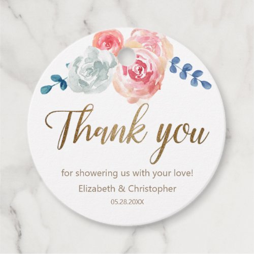 Boho Watercolor floral Custom Baby shower Favor Tags