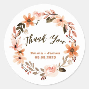 Boho Watercolor Floral Customizable Text Sticker
