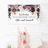 Boho Watercolor Floral Engagement Party Welcome Banner (Insitu)