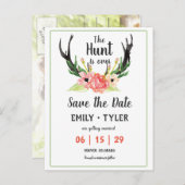 Boho Watercolor Floral Hunt is Over Save The Date Announcement Postcard (Front/Back)