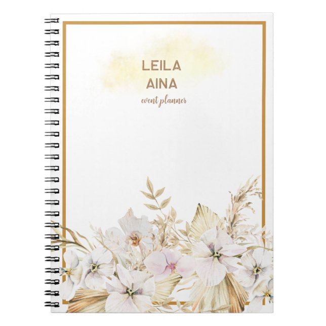 Boho Watercolor Floral Island Notebook (Front)