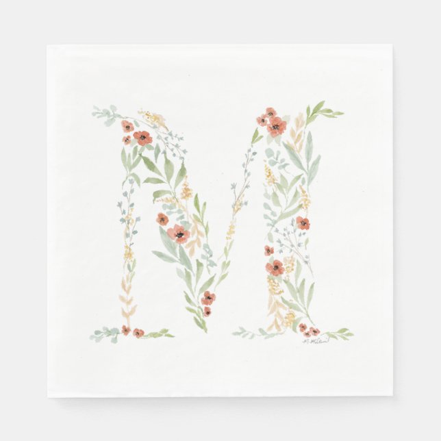 Boho Watercolor Floral  Napkins (Front)