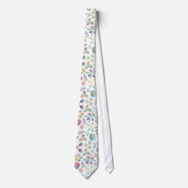 Boho Watercolor Floral Neck Tie (Front)