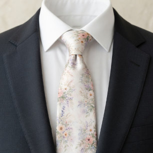 Boho Watercolor Floral  Neck Tie