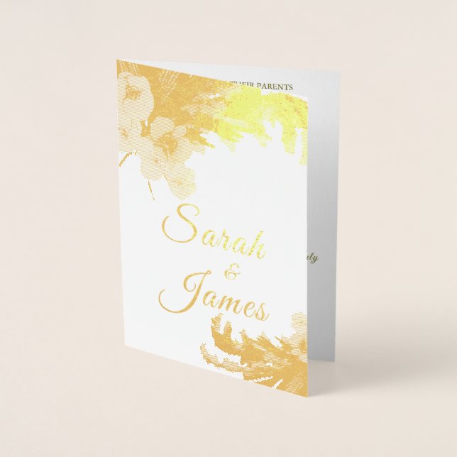 Boho Watercolor Floral Pampas Grass Photo Foil Card (Front)