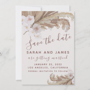 Boho Watercolor Floral Pampas Grass Photo Save The Date