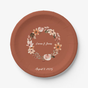 Boho Watercolor Floral Personalized Paper Plates