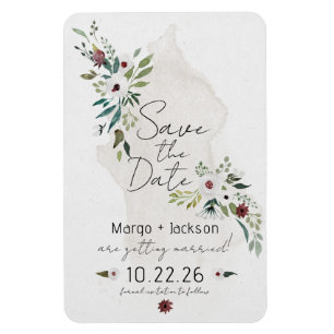 Boho Watercolor Floral Save the Date Magnets