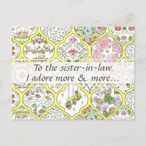 Boho Watercolor Floral Sister_in_law Mothers Day Postcard